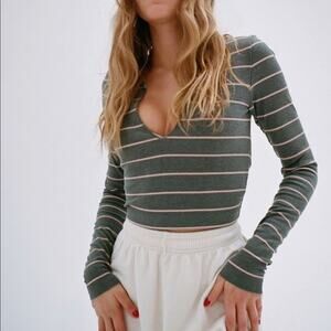 Urban Outfitters BDG Nala Notch Neck Long Sleeve Top